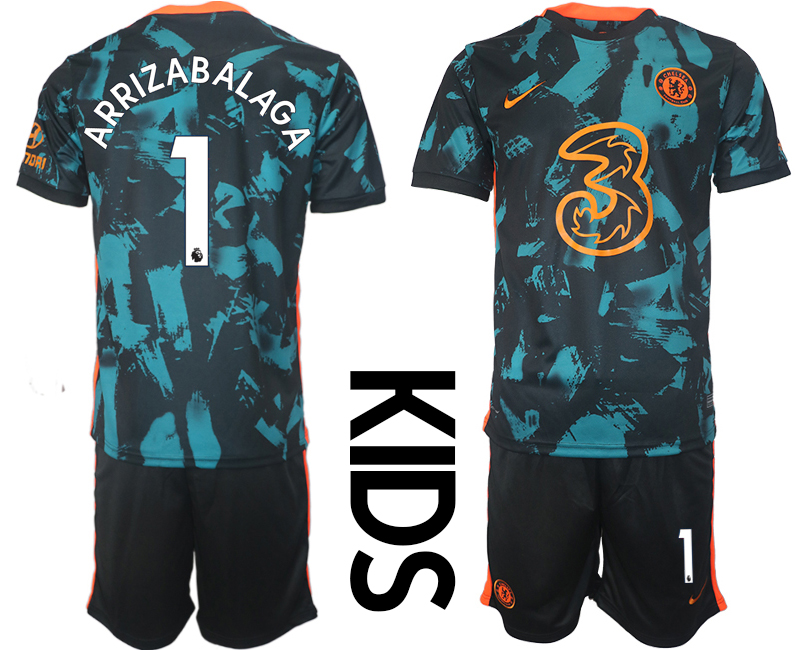 Youth 2021-2022 Club Chelsea FC away black #1 Soccer Jersey->youth soccer jersey->Youth Jersey